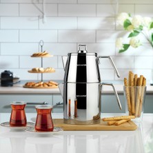 Feyza Design Paslanmaz Çelik Çaydanlık Takımı 4 Parça, Şık ve Dayanıklı Tasarım