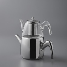 Feyza Design 6500 Cam Demlikli Full Metal Saplı Çaydanlık, Şık ve Kullanışlı Tasarım