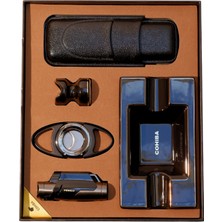 Cohiba Çakmak Kesici Küllük Kılıf Sehpa Beşli Siyah Puro Seti