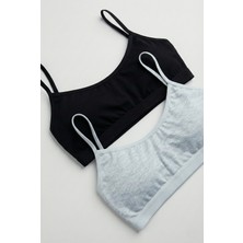 Underwear Bodyway 2 Adet Ip Askılı Pamuklu Çıkarılabilir Pedli Büstiyer Bralet - Sporcu Yarım Atlet