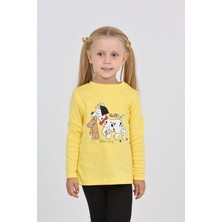 Toontoy Kız Çocuk Regular Fit Bisiklet Yaka Baskılı Sweatshirt - 2 Iplik