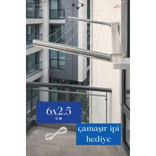Özgürce Paslanmaz Alüminyum Kare Balkon Küpeşte ve Askı Seti, Çamaşır Kurutmalık