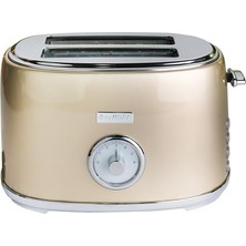 Hype Store Berghoff Gem Metallic 2 Dilim Ekmek Kızartma Makinesi – 815 W, Paslanmaz Çelik Gövde | Gold