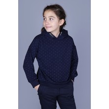 Toontoy Kız Çocuk Relax Fit Kapüşonlu Taş Işlemeli Sweatshirt - 2 Iplik