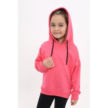 Toontoy Kız Çocuk Oversize Kapüşonlu Büzgülü Düşük Omuz Nakış Baskılı Yırtmaçlı Sweatshirt - 2 Iplik