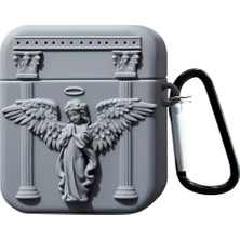 Dmay Airpods 4. Nesil (2024) Kulaklık Uyumlu Melek Figürlü Silikon Kılıf + Kanca