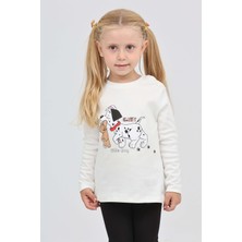 Toontoy Kız Çocuk Regular Fit Bisiklet Yaka Baskılı Sweatshirt - 2 Iplik