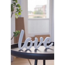 Ecolia Store Love Yazılı Kalp Detaylı Dekoratif Masa Üstü Obje - Modern Salon ve Ev Aksesuarı