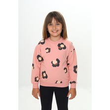Toontoy Kız Çocuk Relax Fit Bisiklet Yaka Düşük Omuz Baskılı Sweatshirt - 2 Iplik