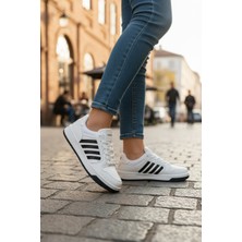 Enoch Kadın Spor Ayakkabı Şeritli Kauçuk Görünümlü Tabanlı Casual Sneaker