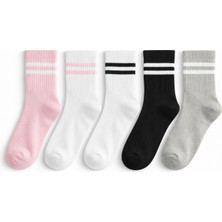 Solde 5 Çift Kız Çocuk Pamuklu Günlük Çorap Seti – Modern Çizgili Desen, 5’li Renk Kombini, Konforlu ve Kaliteli Satıcının Ortalama Ürün Puanı  4.8