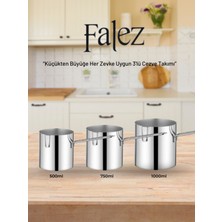 Feyza Design Paslanmaz Çelik 3'lü Cezve ve Sütlük Takımı, Şık ve Dayanıklı Set