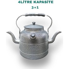 Feyza Design Çift Taraflı Alüminyum Osmanlı Çaydanlığı 4 Litre Gri