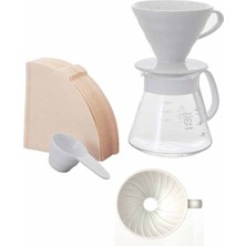 Feyza Design Seramik Kahve Demleme Seti ve 100 Adet Filtre Kağıdı Kombini