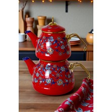 Feyza Design Renkli Menekşe Desenli Klasik Çaydanlık Seti, Şık ve Dayanıklı Tasarım