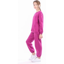 Toontoy Kız Çocuk Relax Fit Bisiklet Yaka Düşük Omuz Baskılı Sweatshirt - 3 Iplik Şardonlu