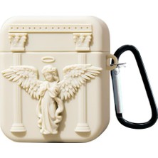 Dmay Airpods 4. Nesil (2024) Kulaklık Uyumlu Melek Figürlü Silikon Kılıf + Kanca