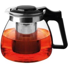 Feyza Design Borosilikat Cam Siyah Demlik, Çelik Süzgeçli, 900 Ml, Şık ve Dayanıklı Tasarım