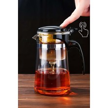 Feyza Design Sihirli Borosilikat Cam Demlik 900 Ml, Isıya Dayanıklı, Tek Tuşla Demleme