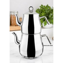 Feyza Design Çift Kapasiteli Büyük Çaydanlık Seti, 4,5 Lt ve 2,5 Lt