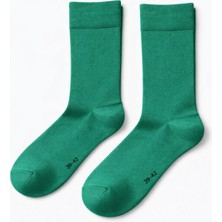 Solde Erkek Pamuklu Günlük Çorap – Düz Yeşil, Konfor Lastikli, Kaliteli