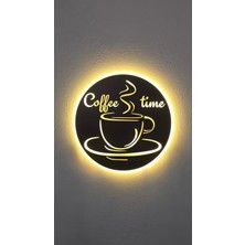 Elert Design Studio Coffee Time Ahşap LED Işıklı Tablo – El Yapımı Lazer Kesim Dekoratif Hediye Lamba