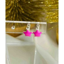 Generic Şık Tasarım 925 Ayar Gümüş Mineli Çocuk Küpe- Model: Pembe Yıldız