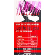 HG3454 Effe Çapari Mackarel 9 Numara 10 Iğneli Mor Floşlu Parlak Simli