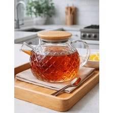 Feyza Design Desenli 900 ml Cam Demlik – Isıya Dayanıklı Modern Çaydanlık