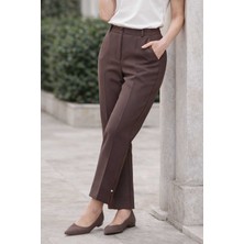 Lale Butik Kadın Bilek Boy Kumaş Pantolon 01 Koyu Vizon