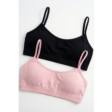 Underwear Bodyway 2 Adet Ip Askılı Pamuklu Çıkarılabilir Pedli Büstiyer Bralet - Sporcu Yarım Atlet