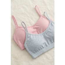 Underwear Bodyway 2 Adet Ip Askılı Pamuklu Çıkarılabilir Pedli Büstiyer Bralet - Sporcu Yarım Atlet