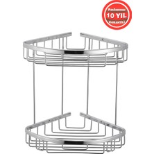 Banyom Home Paslanmaz Pirinç Zerrin 2'li 22X22 cm Şampuanlık Banyo Rafı