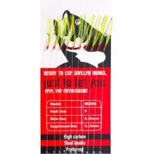 HG3451 Effe Çapari Mackarel 9 Numara 10 Iğneli A.yeşil Floşlu Hologram Simli