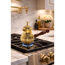 Feyza Design Büyük Boy Pirinç Cezve, Kapaklı, 6 Inç, Şık ve Dayanıklı Tasarım