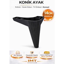 Konik 14 cm Siyah Mobilya Ayağı Robot Süpürgeye Uyumlu Koltuk Tv Ünitesi Konsol Ayağı