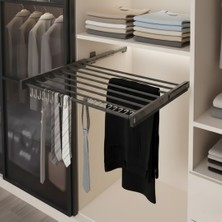 Starax Plastik Kapaklı Teleskopik Raylı Pantolonluk Antrasit Modül 45CM (S-6302-A)