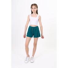 Toontoy Kız Çocuk Beli Lastikli Basic Fitilli Şort - Paça Detaylı