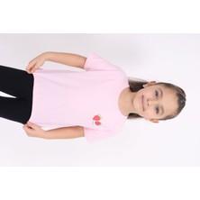 Toontoy Kız Çocuk Baskılı Bisiklet Yaka Kısa Kollu Tişört