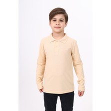 Toontoy Unisex Polo Yaka Düğmeli Uzun Kollu Tişört