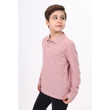Toontoy Unisex Polo Yaka Düğmeli Uzun Kollu Tişört