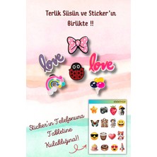 Birikiyedi 6'lı Jibbitz Terlik Süsüpembe Kurdele,uğur Böceği,ruj,balon,love