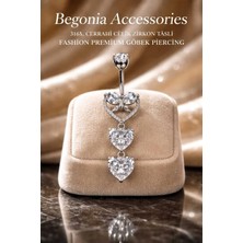 Begonia Accessories 316L Cerrahi Çelik Göbek Piercing Zirkon Taşlı – 2026 Fashion Premium Seri Belly Button Piercing – Kararma Yapmaz, Alerji Karşıtı, Paslanmaz Çelik Göbek Küpesi – Kadın Trend Takı - GP38