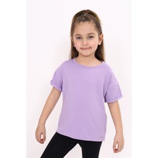 Toontoy Kız Çocuk Baskılı Bisiklet Yaka Kısa Kollu Tişört