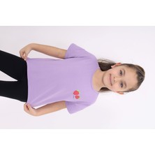 Toontoy Kız Çocuk Baskılı Bisiklet Yaka Kısa Kollu Tişört