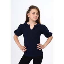 Toontoy Kız Çocuk Baskılı V Yaka Kısa Kollu Tişört