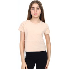 Toontoy Kız Çocuk Bisiklet Yaka Kısa Kollu Tişört