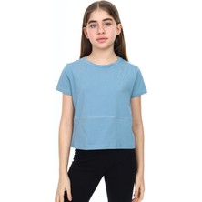 Toontoy Kız Çocuk Bisiklet Yaka Kısa Kollu Tişört