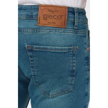 Geco Erkek Slim Fit Dar Kesim Pamuklu Esnek Likralı Denim Jean Kot Pantolon Düz Desenli