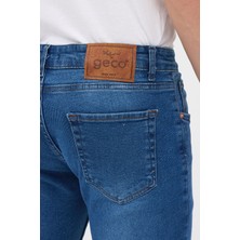 Geco Erkek Slim Fit Dar Kesim Pamuklu Esnek Likralı Denim Jean Kot Pantolon Desenli